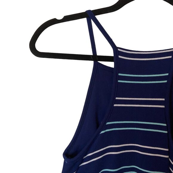 SO Juniors Size Medium Navy Blue Multicolor Tank Swing‎ Dress Stripped Racerback - Picture 5 of 8